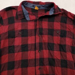 Luxe Performance Gingham Flannel Button Up Long Sleeve Shirt Mens Size M Red